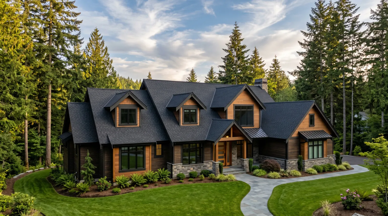 Pacific Northwest home with a newly installed architectural shingle roof